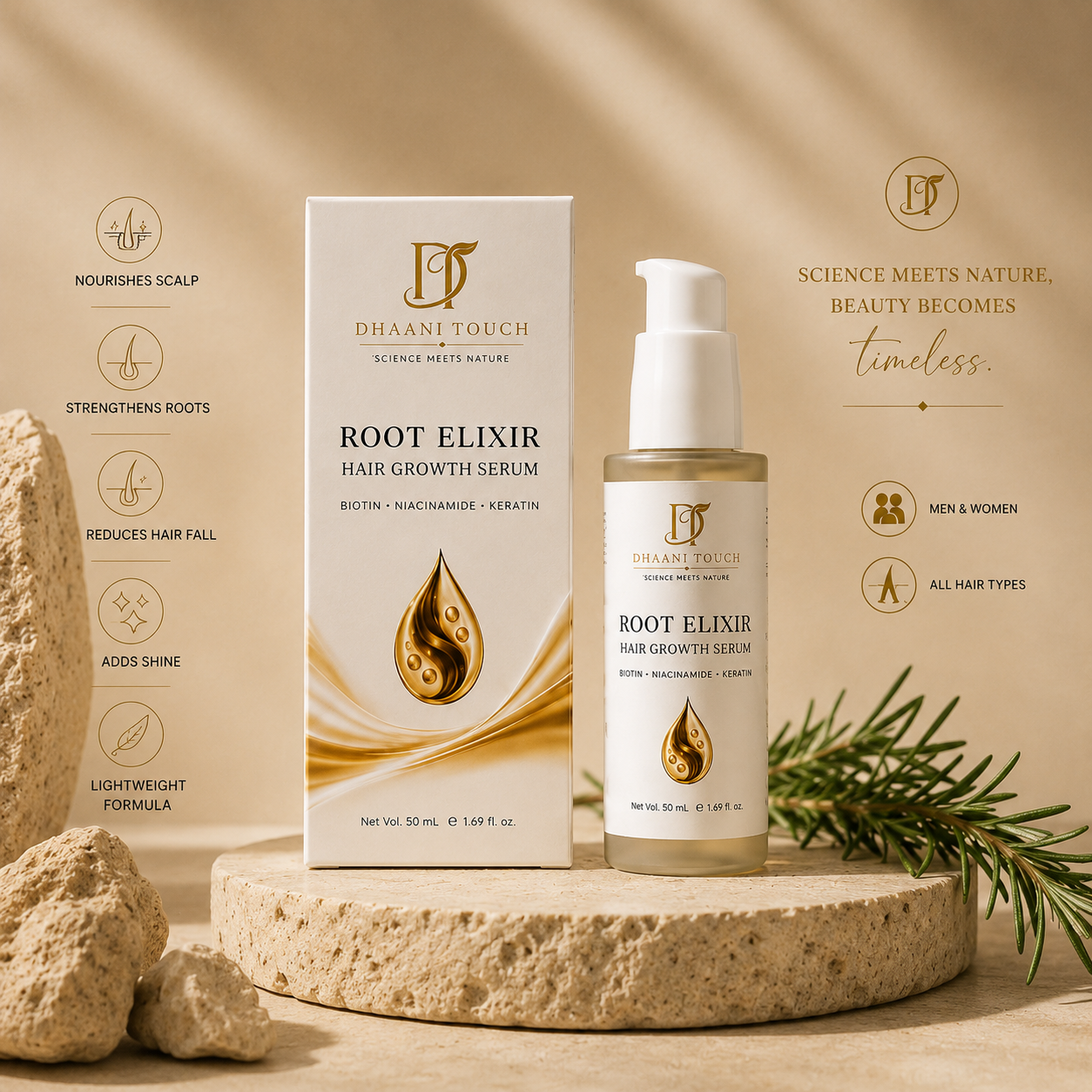 Dhaani Touch Root Elixir Hair Growth Serum – Scalp Nourishing Serum for Hair Thinning
