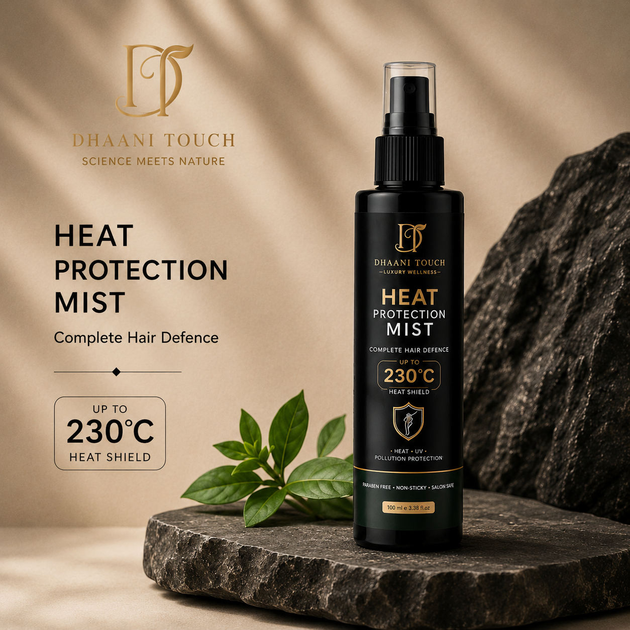 Dhaani Touch Heat Protection Mist – 230°C Hair Shield Spray for All Hair Types