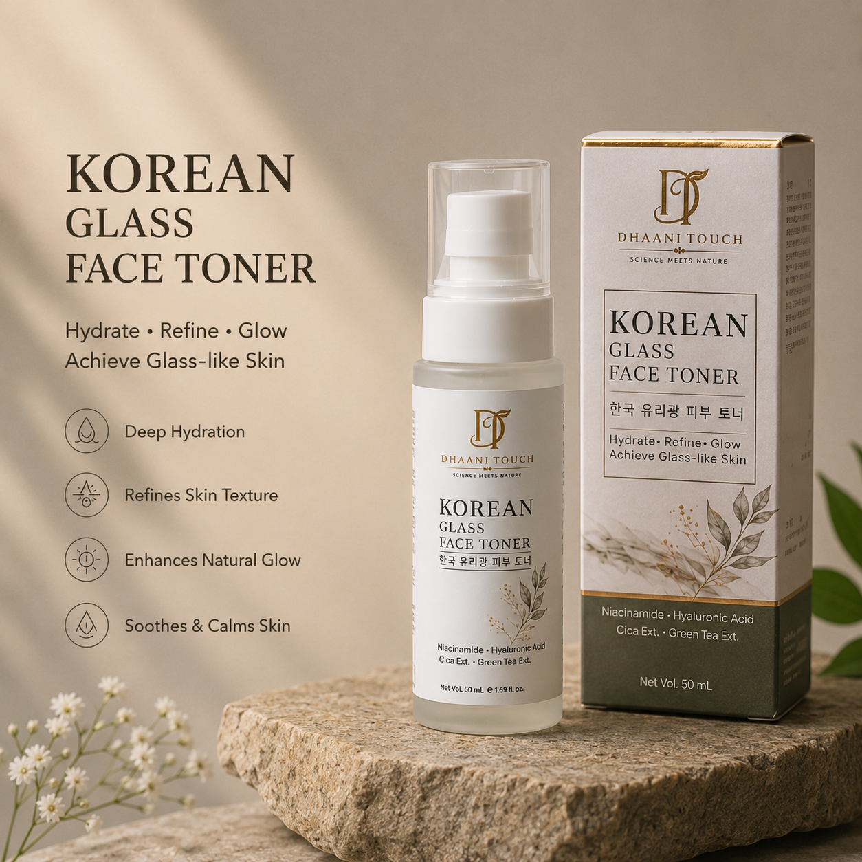 Dhaani Touch Face Toner Bottle – Alcohol-Free Hydrating Toner for Oily Skin